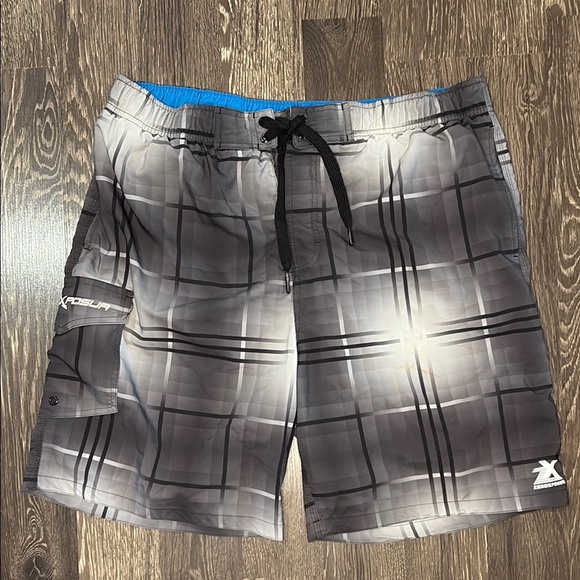 ZeroXposur Men's Gray Swim Shorts with bright blue waistband size XL - Picture 1 of 8